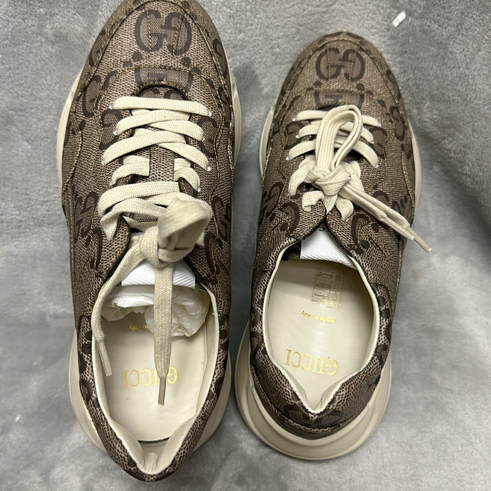 GUCCI Rython Jumbo GG Canvas Sneakers Size 38 - Picture 6 of 11